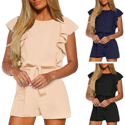 Women's printed round neck sleeveless jumpsuit