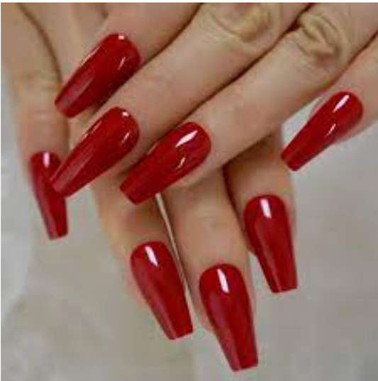 24 Pieces of Red Glossy Fake Nails